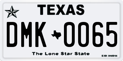 TX license plate DMK0065