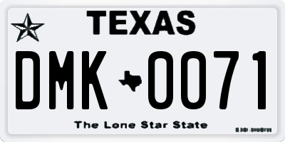 TX license plate DMK0071