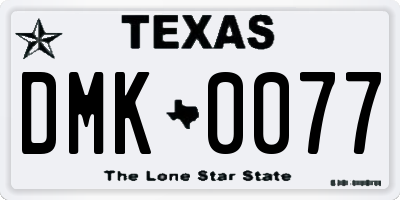 TX license plate DMK0077