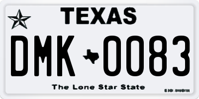 TX license plate DMK0083