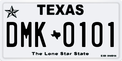 TX license plate DMK0101