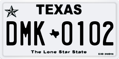 TX license plate DMK0102