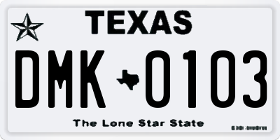 TX license plate DMK0103