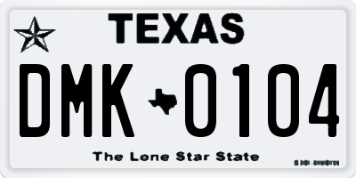 TX license plate DMK0104