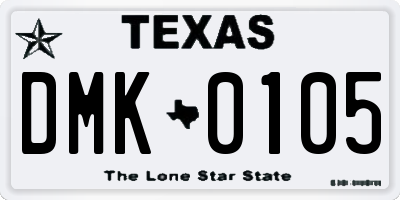 TX license plate DMK0105