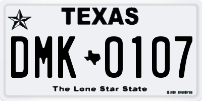 TX license plate DMK0107