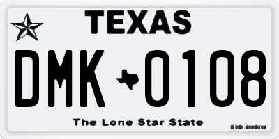TX license plate DMK0108