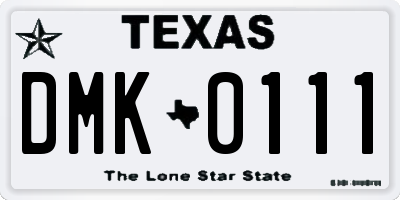 TX license plate DMK0111