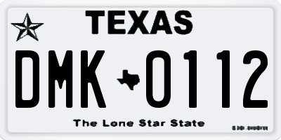 TX license plate DMK0112