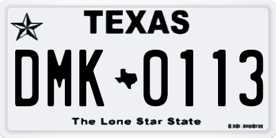TX license plate DMK0113
