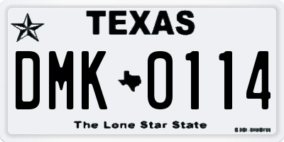 TX license plate DMK0114