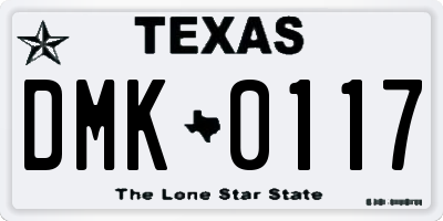 TX license plate DMK0117