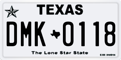 TX license plate DMK0118
