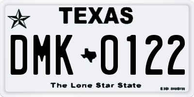 TX license plate DMK0122