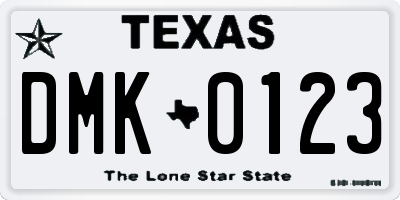 TX license plate DMK0123
