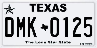 TX license plate DMK0125