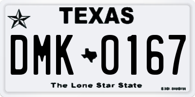 TX license plate DMK0167
