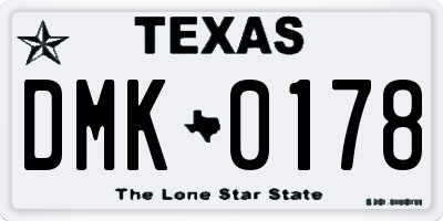 TX license plate DMK0178