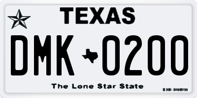 TX license plate DMK0200