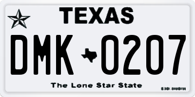 TX license plate DMK0207