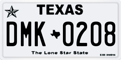 TX license plate DMK0208