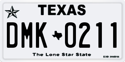 TX license plate DMK0211