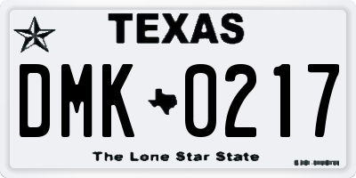 TX license plate DMK0217