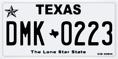 TX license plate DMK0223