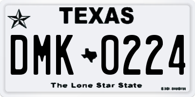 TX license plate DMK0224
