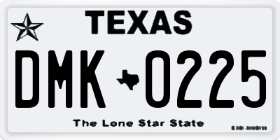 TX license plate DMK0225