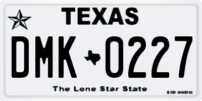 TX license plate DMK0227