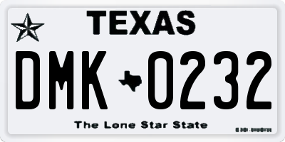 TX license plate DMK0232