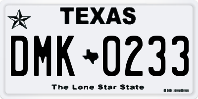 TX license plate DMK0233