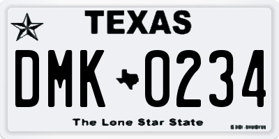 TX license plate DMK0234