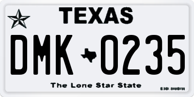 TX license plate DMK0235