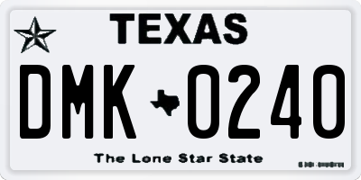 TX license plate DMK0240