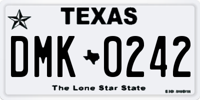 TX license plate DMK0242