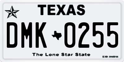TX license plate DMK0255