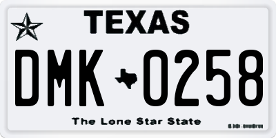 TX license plate DMK0258