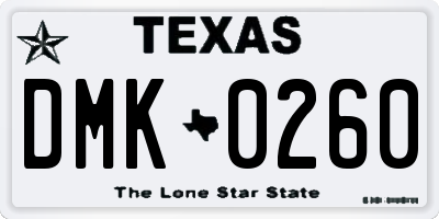 TX license plate DMK0260