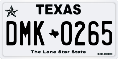 TX license plate DMK0265