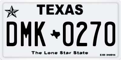 TX license plate DMK0270