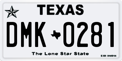 TX license plate DMK0281