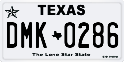 TX license plate DMK0286