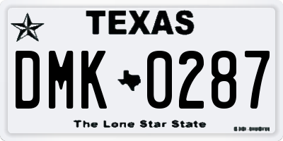 TX license plate DMK0287