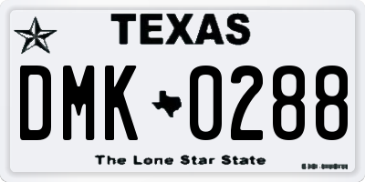 TX license plate DMK0288