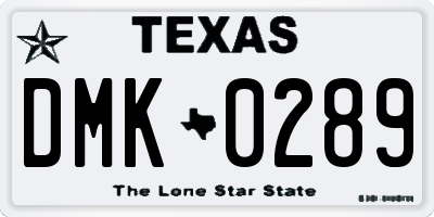TX license plate DMK0289