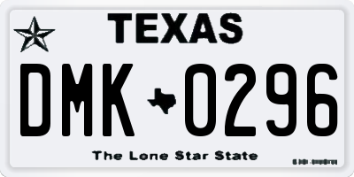TX license plate DMK0296