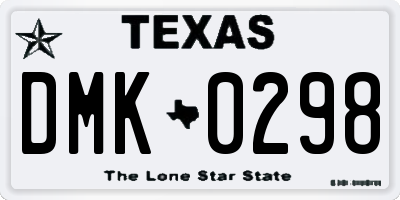 TX license plate DMK0298