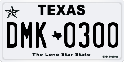 TX license plate DMK0300